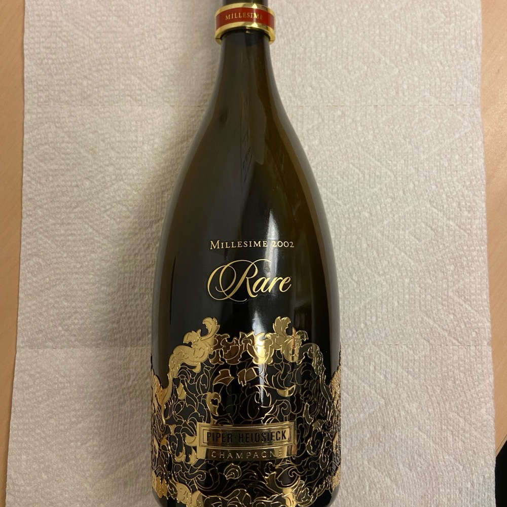 PIPER HEIDSIECK Rare CHAMPAGNE BRUT EMPTY BOTTLE 2002 Gold pattern